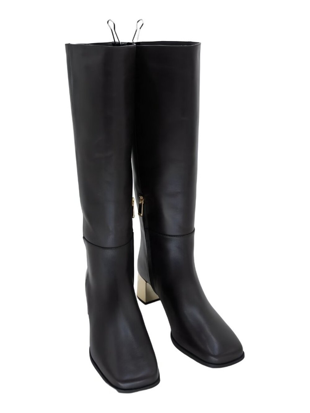 Michael Kors Matilda Tall Square Toe Block Heel Wide Calf Boots Gold Sz 11M